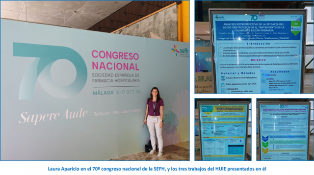 2025 12 05 Laura Aparicio en el 70º congreso nacional de la SEFH, y los tres trabajos del HUIE presentados en él